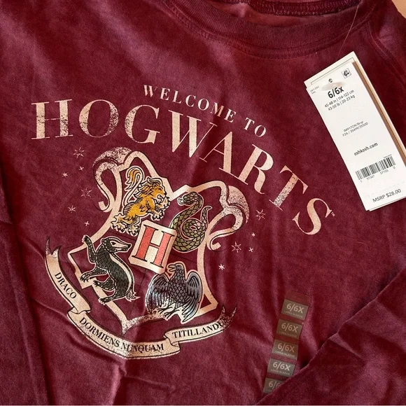 NWT Hogwarts Harry Potter Maroon Kids Shirt - Picture 2 of 3